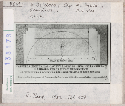 Vorschaubild Rom: S. Isidoro, Capella de Silva, Grundriss. Stich Bernini 